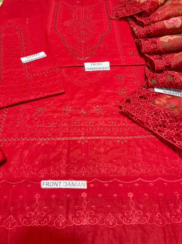 Elegant Embroidered Lawn Suit with Organza Dupatta