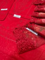 Elegant Embroidered Lawn Suit with Organza Dupatta