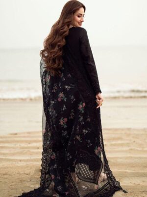 Premium Embroidered Lawn Suit With Organza Dupatta