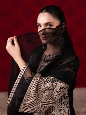 Luxury Semi Pure Chiffon Embroidered Suit With Organza Details