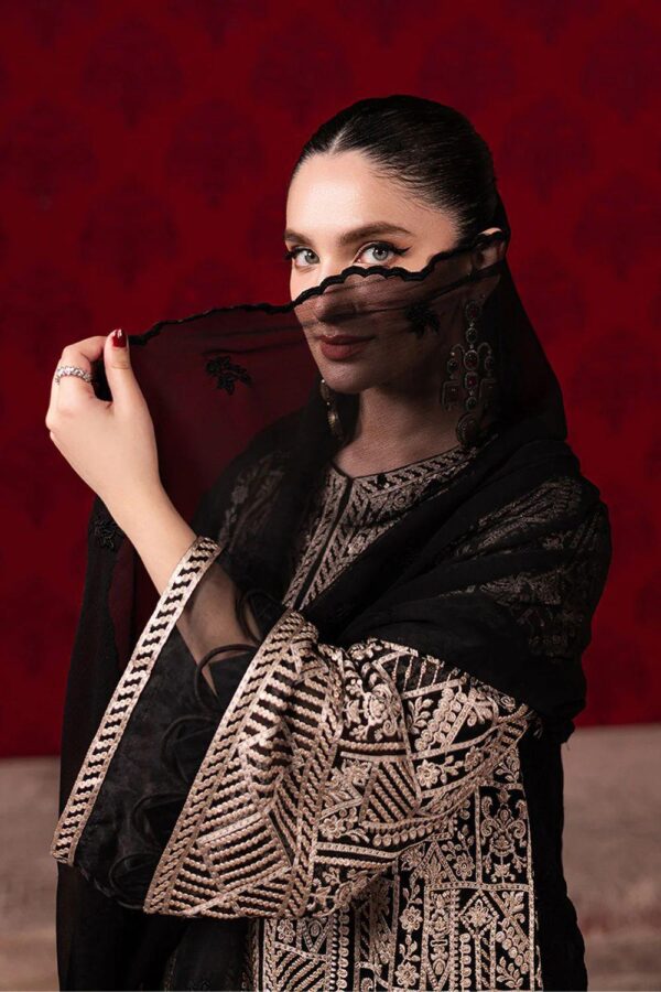 Luxury Semi Pure Chiffon Embroidered Suit With Organza Details