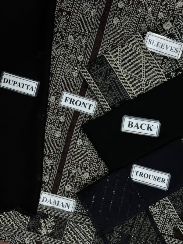 Luxury Semi Pure Chiffon Embroidered Suit With Organza Details