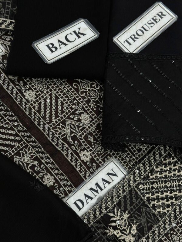 Luxury Semi Pure Chiffon Embroidered Suit With Organza Details