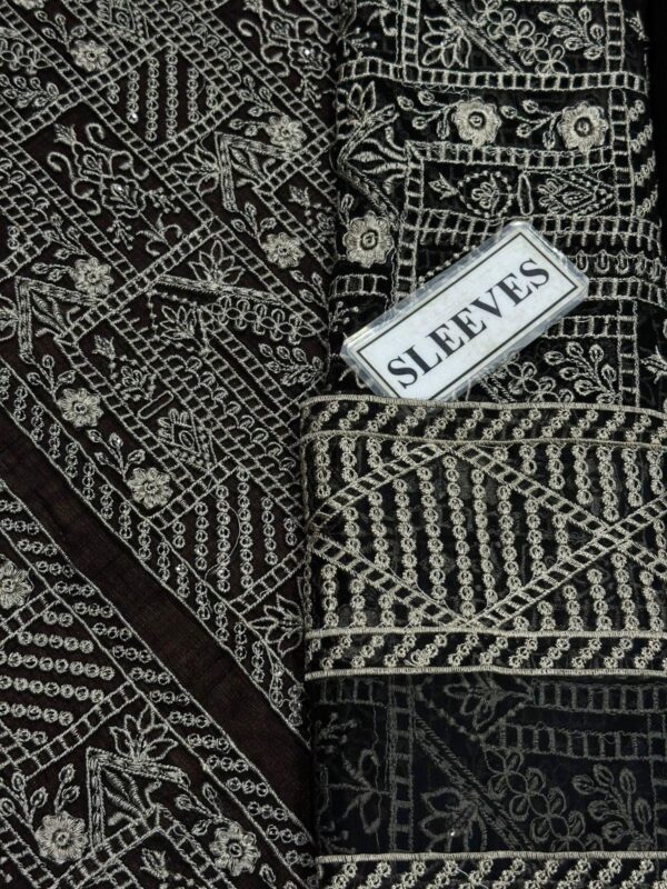 Luxury Semi Pure Chiffon Embroidered Suit With Organza Details