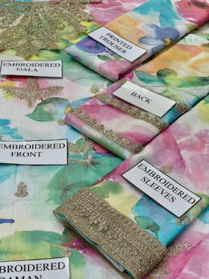 Embroidered Lawn Suit With Heavy Net Dupatta – Master Quality