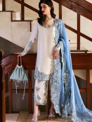Heavy Embroidered Sheesha Silk Unstitched 3-Piece Suit with Adda Work