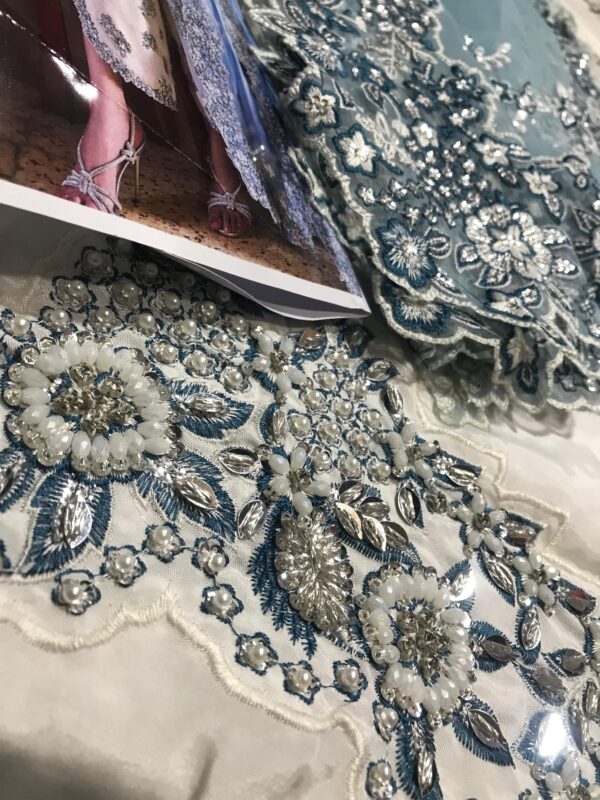 Heavy Embroidered Sheesha Silk Unstitched 3-Piece Suit with Adda Work