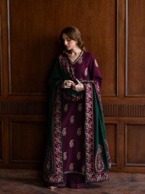 Elegant Thread Embroidered Cambric Cotton Suit