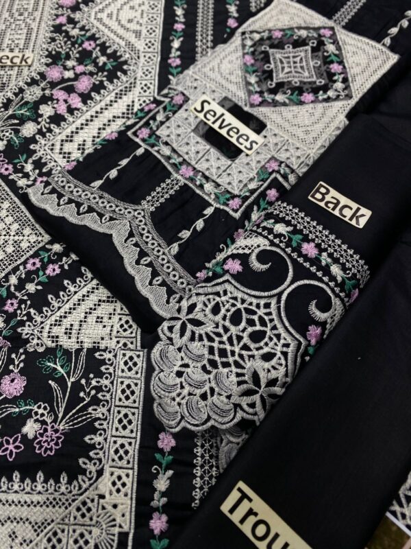 Midnight Elegance – Heavy Embroidered Lawn suit with Cutwork Chiffon Dupatta