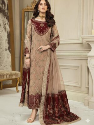 Celestial Spark – Sequins Embroidered Chiffon 3-Piece with Malai Trouser