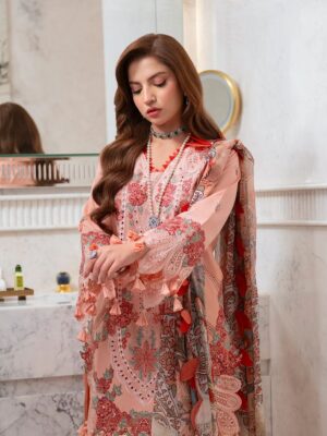 Regal Bloom – Heavy Embroidered Lawn 3-Piece with Printed Silk Dupatta