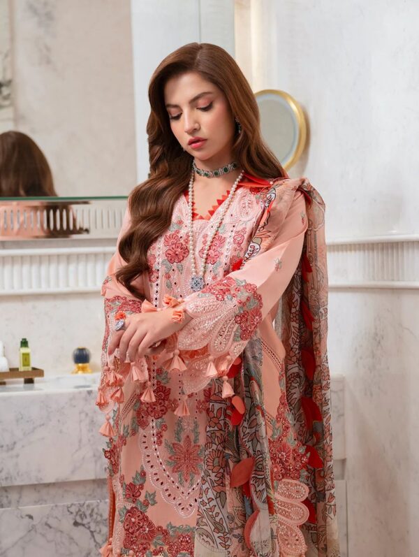 Regal Bloom – Heavy Embroidered Lawn 3-Piece with Printed Silk Dupatta