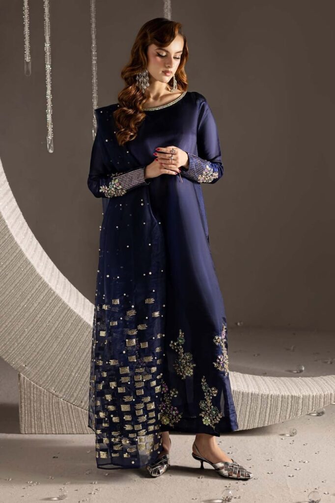 Row-silk organza Heavy embroidery and Handiwork suit