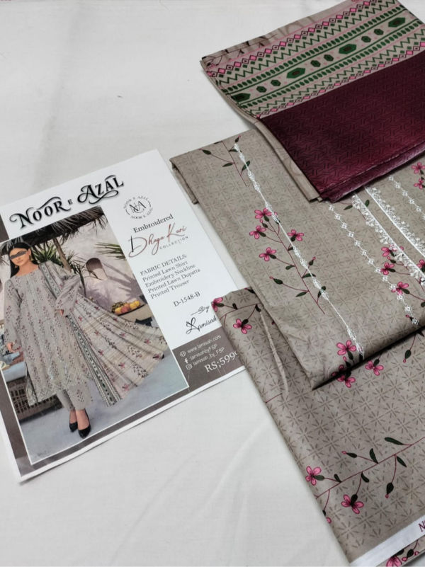 Afsafa Pure Lawn Embroidered 3-Piece Suit with Printed Dupatta