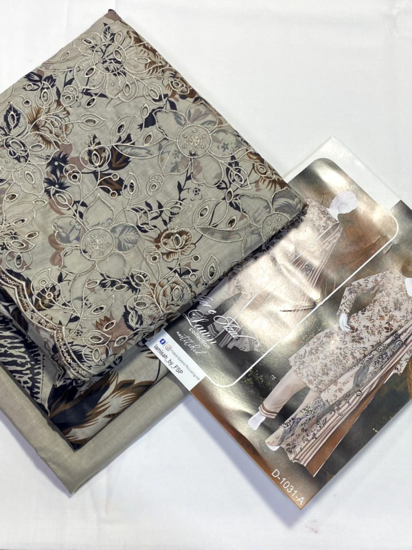 Afsafa Pure Lawn Embroidered 3-Piece Suit with Printed Dupatta