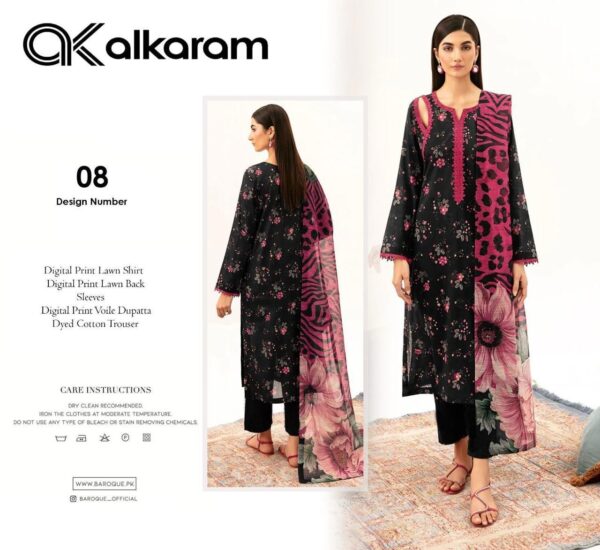 Premium Printed Lawn Suit 3 Piece – Pure Lawn Shirt, Trouser & Voile Dupatta