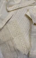 Afsafa White Embroidered Semi Pure Chiffon 3 Piece Suit