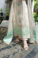 Afsafa Mint Green & Ivory Embroidered Women's Suit