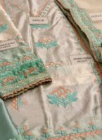 Afsafa Mint Green & Ivory Embroidered Women's Suit