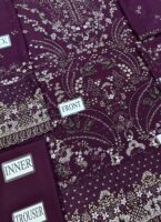 Afsafa Royal Burgundy Elegance – Embroidered Chiffon 3 Piece Suit