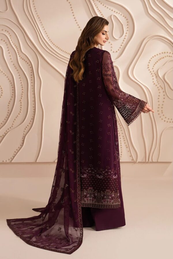 Afsafa Royal Burgundy Elegance – Embroidered Chiffon 3 Piece Suit