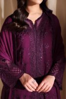 Afsafa Plum Heavy Embroidered Chiffon 3 Piece Suit