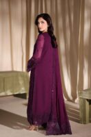 Afsafa Plum Heavy Embroidered Chiffon 3 Piece Suit