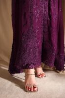 Afsafa Plum Heavy Embroidered Chiffon 3 Piece Suit