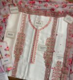 Afsafa White Floral Printed Silk 3 Piece Suit
