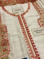 Afsafa White Floral Printed Silk 3 Piece Suit