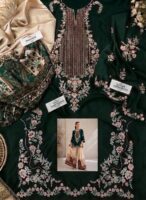 Afsafa Emerald Green Embroidered Silk 2 Piece Suit