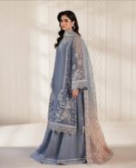 Afsafa Grey Blue Sequin Embroidered Organza Dupatta Suit