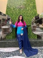 Afsafa Charmoush Silk Embroidered 3 Piece Suit