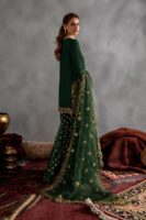 Afsafa Dark Green Heavy Embroidered Chiffon Suit