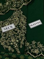 Afsafa Dark Green Heavy Embroidered Chiffon Suit