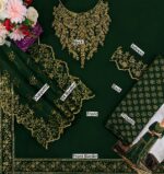 Afsafa Dark Green Heavy Embroidered Chiffon Suit