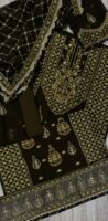Afsafa Olive Green Sequin Embroidered Chiffon Suit