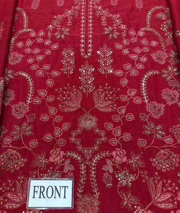 Afsafa Maroon Heavy Embroidered Chiffon Suit