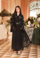 Afsafa Black Heavy Embroidered Bamber Chiffon Suit