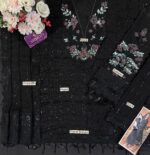 Afsafa Black Heavy Embroidered Bamber Chiffon Suit
