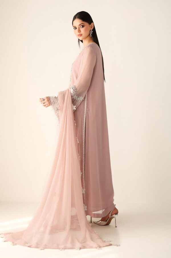 Afsafa Blush Pink Embroidered Chiffon 3 Piece Suit