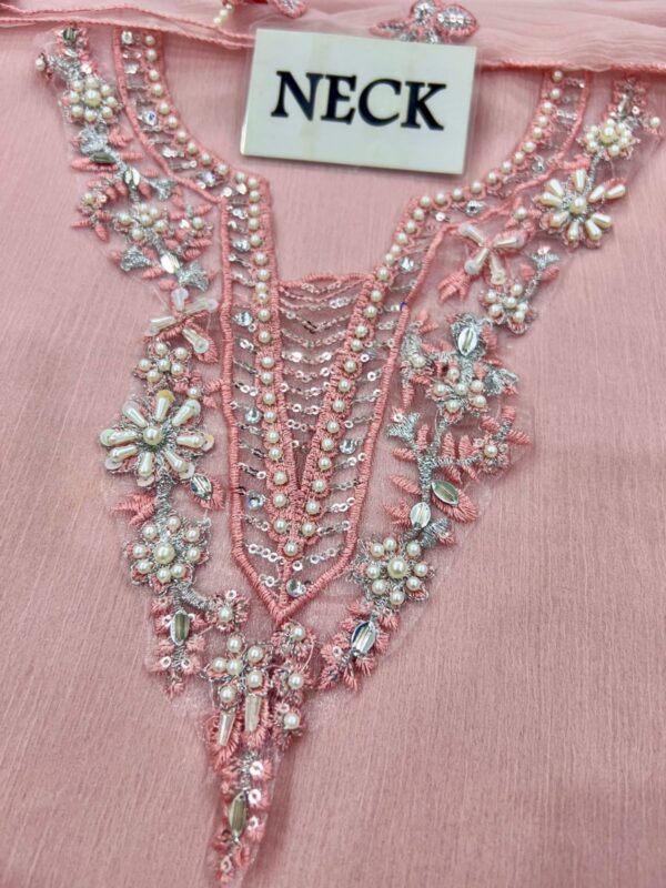 Afsafa Blush Pink Embroidered Chiffon 3 Piece Suit