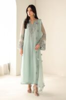 Afsafa Mint Green Embroidered Chiffon 3 Piece Suit