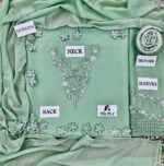 Afsafa Mint Green Embroidered Chiffon 3 Piece Suit