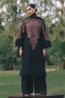 Afsafa Black Embroidered Egyptian Cotton 3 Piece Suit