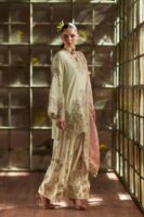 Afsafa Sage Embroidered Raw Silk 3 Piece Suit