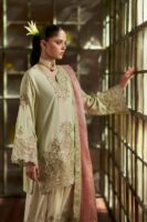 Afsafa Sage Embroidered Raw Silk 3 Piece Suit