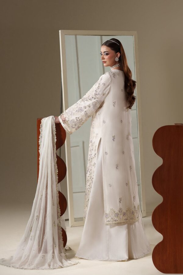Afsafa Ivory Heavy Embroidered Chiffon 3 Piece Suit with Chiffon Dupatta