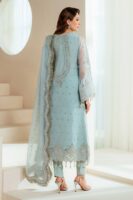 Afsafa Ice Blue Hand-Embellished Embroidered Organza 3 Piece Suit