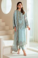 Afsafa Ice Blue Hand-Embellished Embroidered Organza 3 Piece Suit